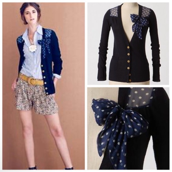 Anthropologie Sparrow Navy Sweater with Polka Dot Details - Picture 2 of 5